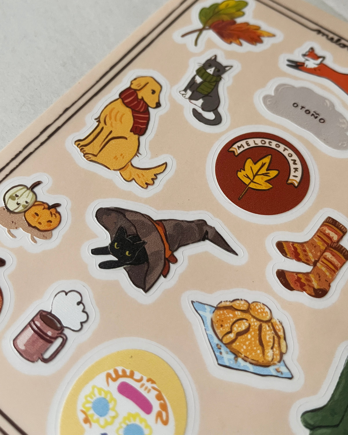 Planilla Stickers Otoño 🍂🥧 ☕ 🎃 vinil con textura estampas adhesivas
