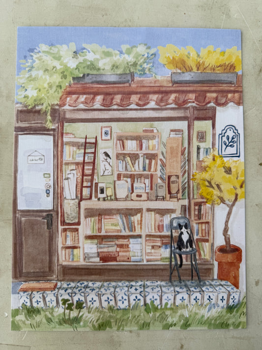 Print, librería el jardín, reproducción en papel texturizado