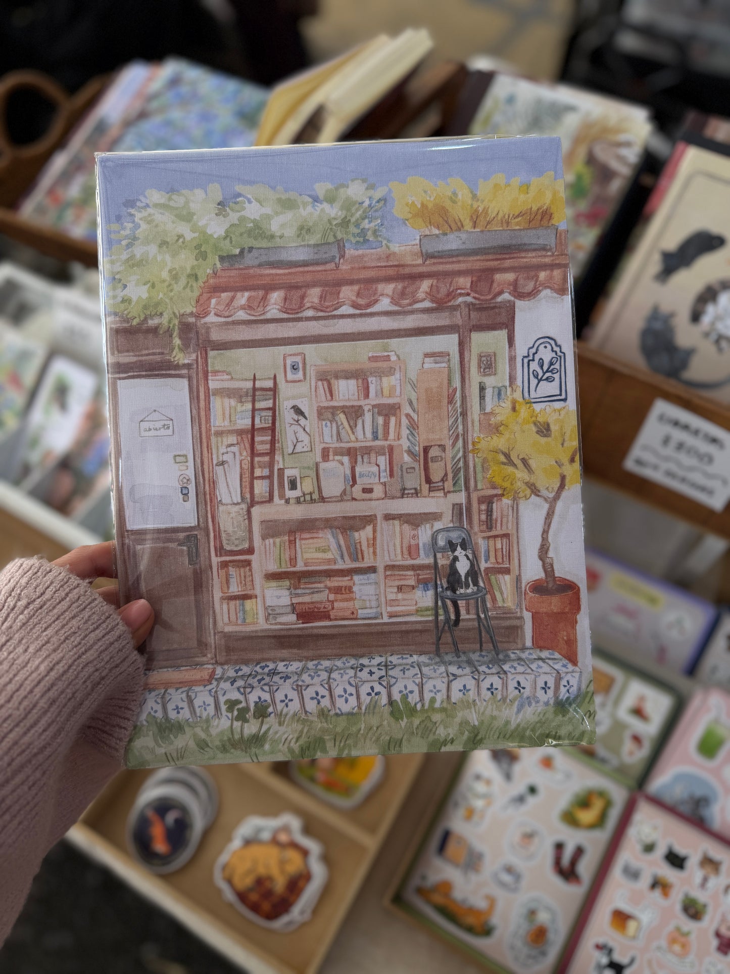 Print, librería el jardín, reproducción en papel texturizado