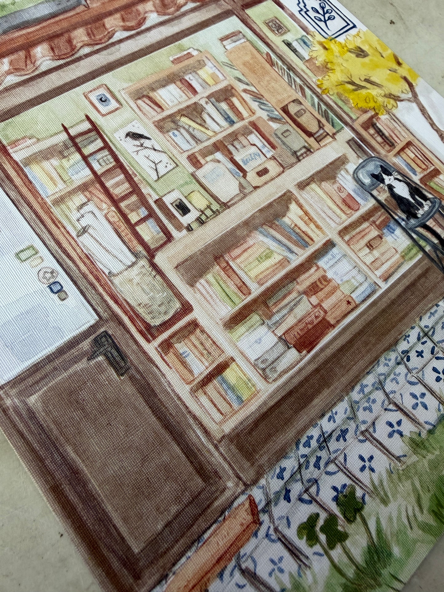 Print, librería el jardín, reproducción en papel texturizado
