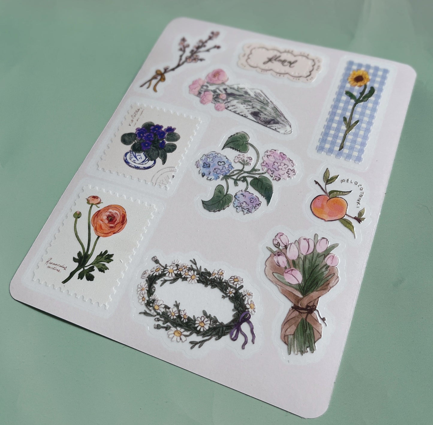 Planilla de Stickers de Flores 🌷 vinil con textura