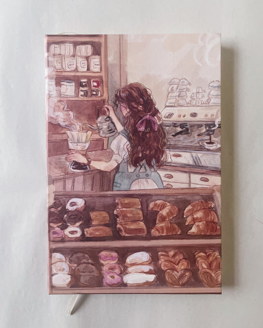 Libreta Café & Panadería 1/2 carta, pasta dura, cuaderno, sketchbook, bullet journal
