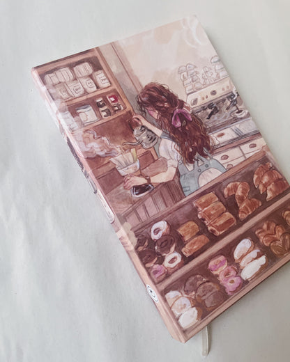 Libreta Café & Panadería 1/2 carta, pasta dura, cuaderno, sketchbook, bullet journal