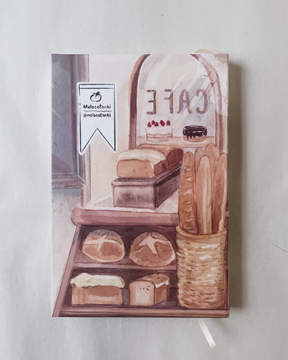 Libreta Café & Panadería 1/2 carta, pasta dura, cuaderno, sketchbook, bullet journal