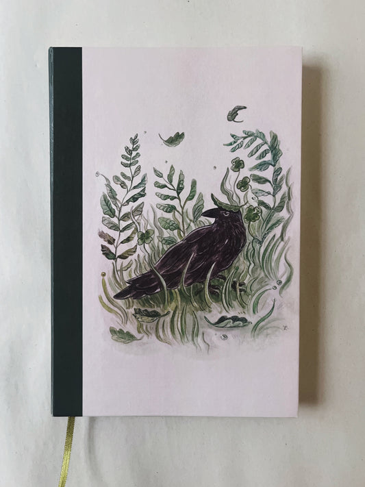 Libreta Cuervo 1/2 carta, pasta dura, cosida, cuaderno, sketchbook, bullet journal