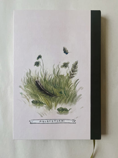 Libreta Cuervo 1/2 carta, pasta dura, cosida, cuaderno, sketchbook, bullet journal