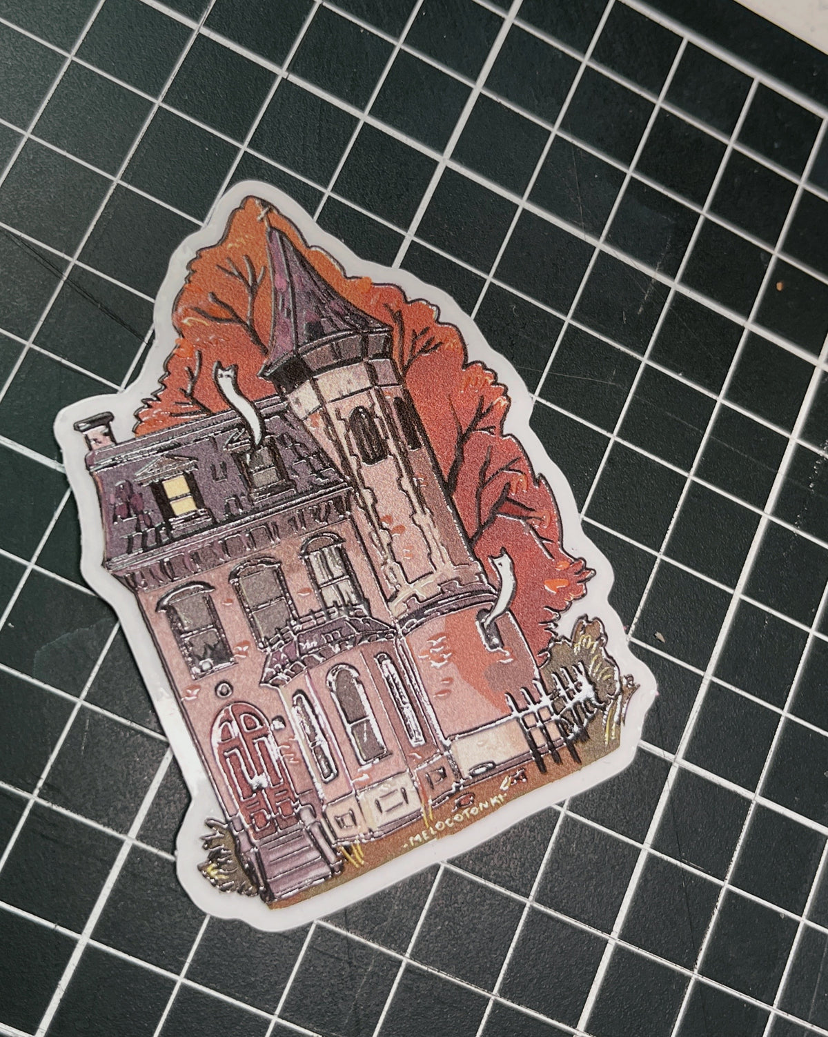 Sticker individual casa de gatitos del más allá