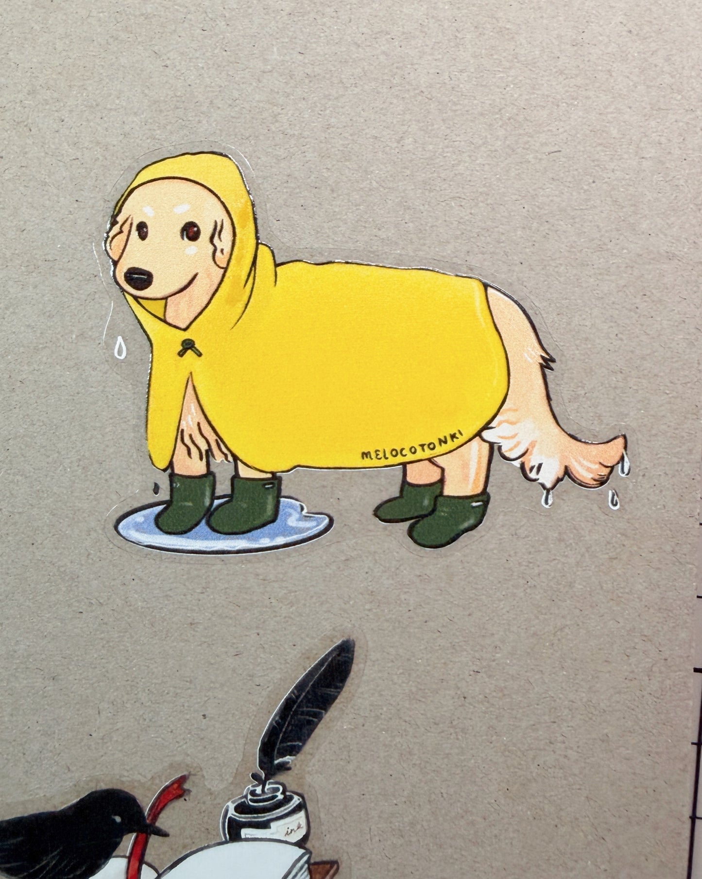 Sticker individual Perrito con Impermeable 🍃🌧🐕