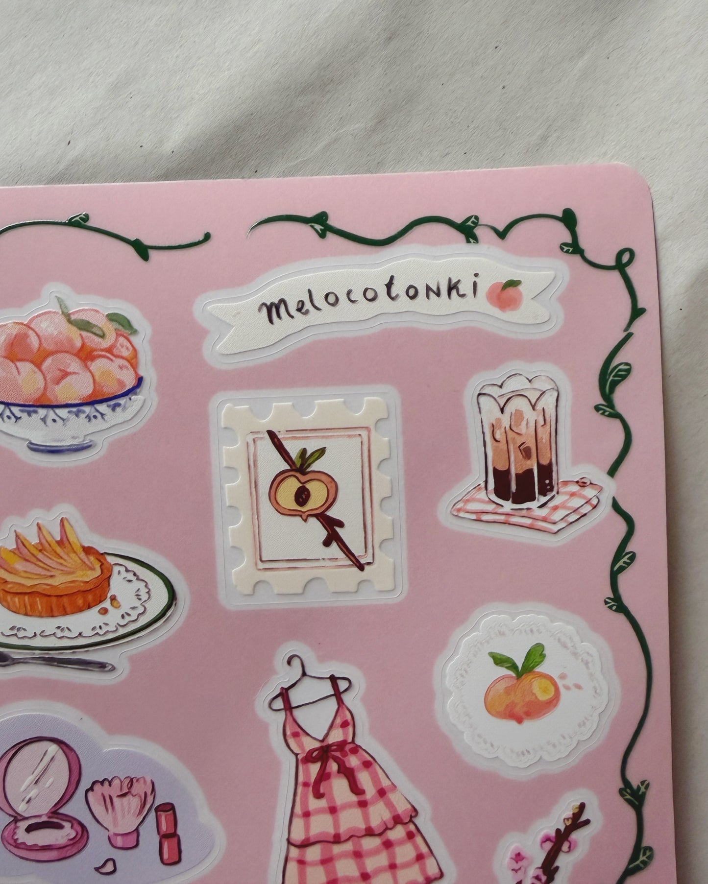 Planilla Stickers Melocotones 🍑🌸✨vinil con textura