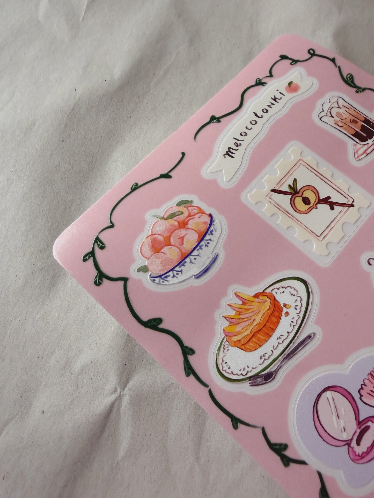 Planilla Stickers Melocotones 🍑🌸✨vinil con textura