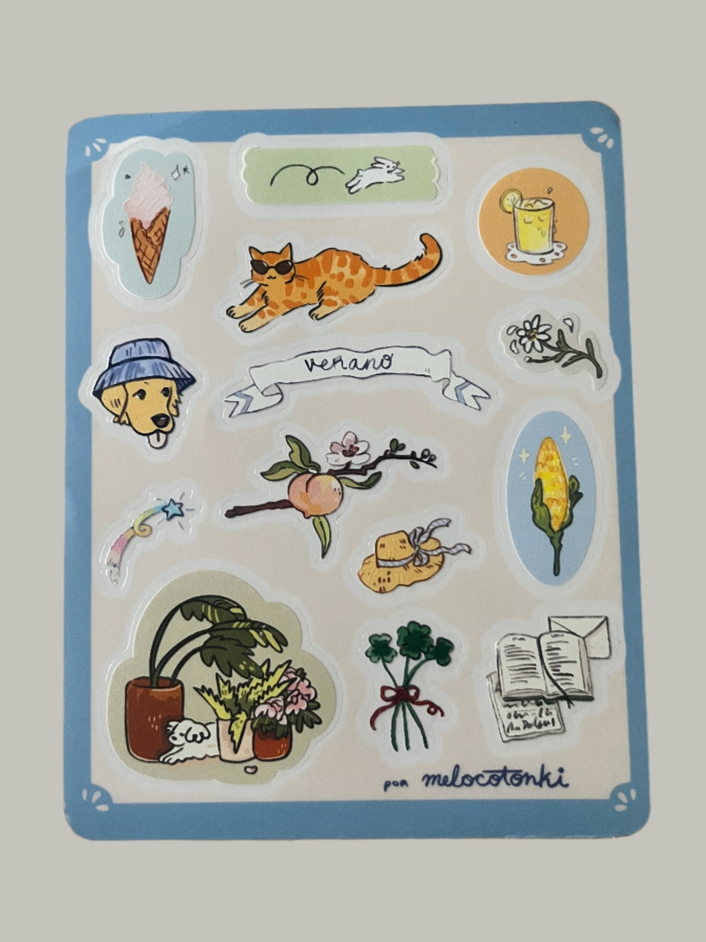 Planilla de stickers de verano ☀️⛱️🍦 vinil con textura