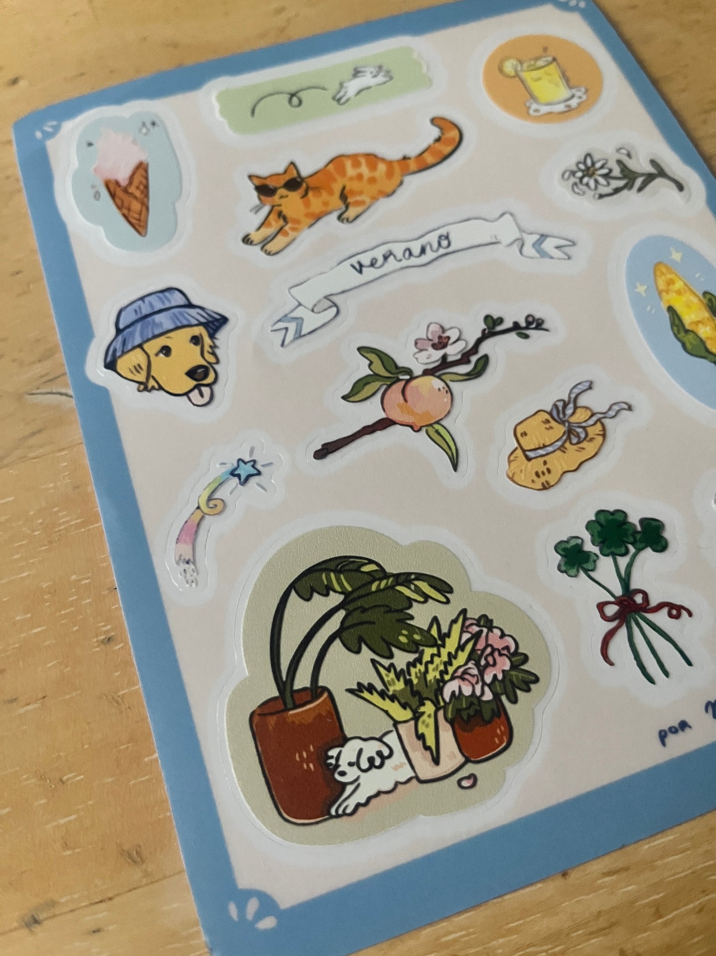 Planilla de stickers de verano ☀️⛱️🍦 vinil con textura