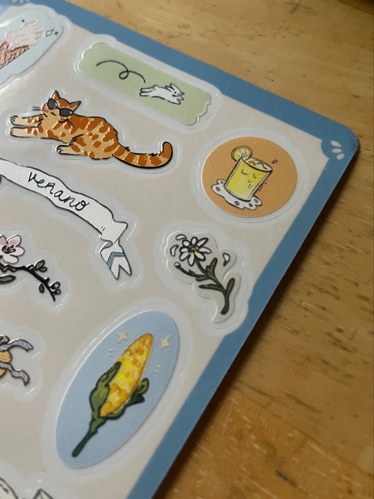Planilla de stickers de verano ☀️⛱️🍦 vinil con textura