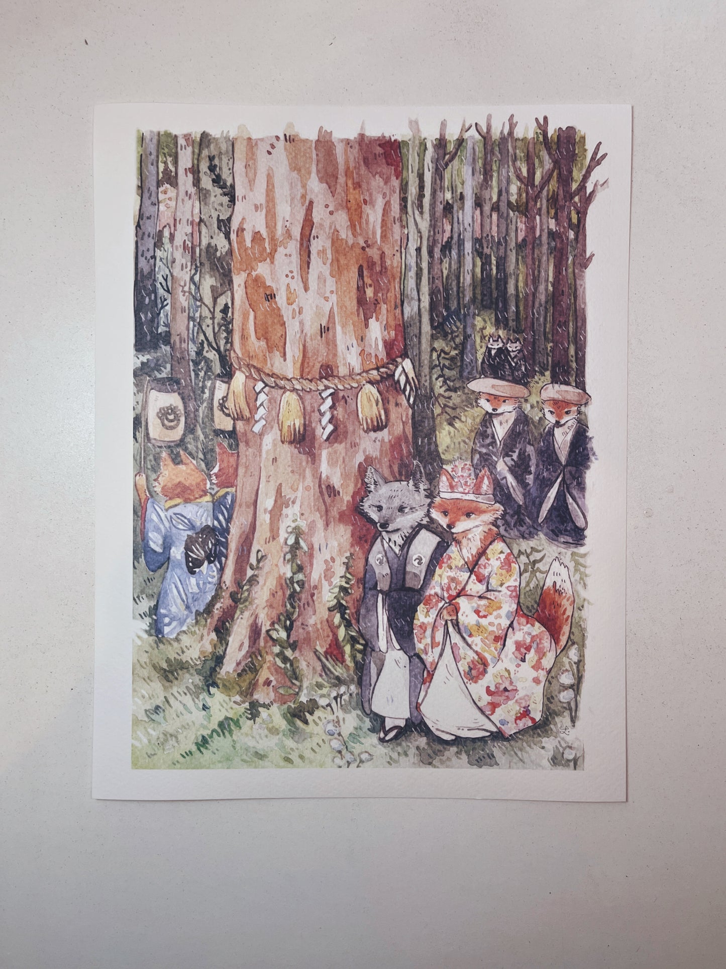 Print, boda de zorros, tamaño carta