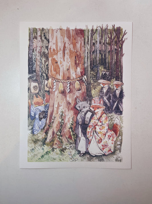 Print, boda de zorros, tamaño carta