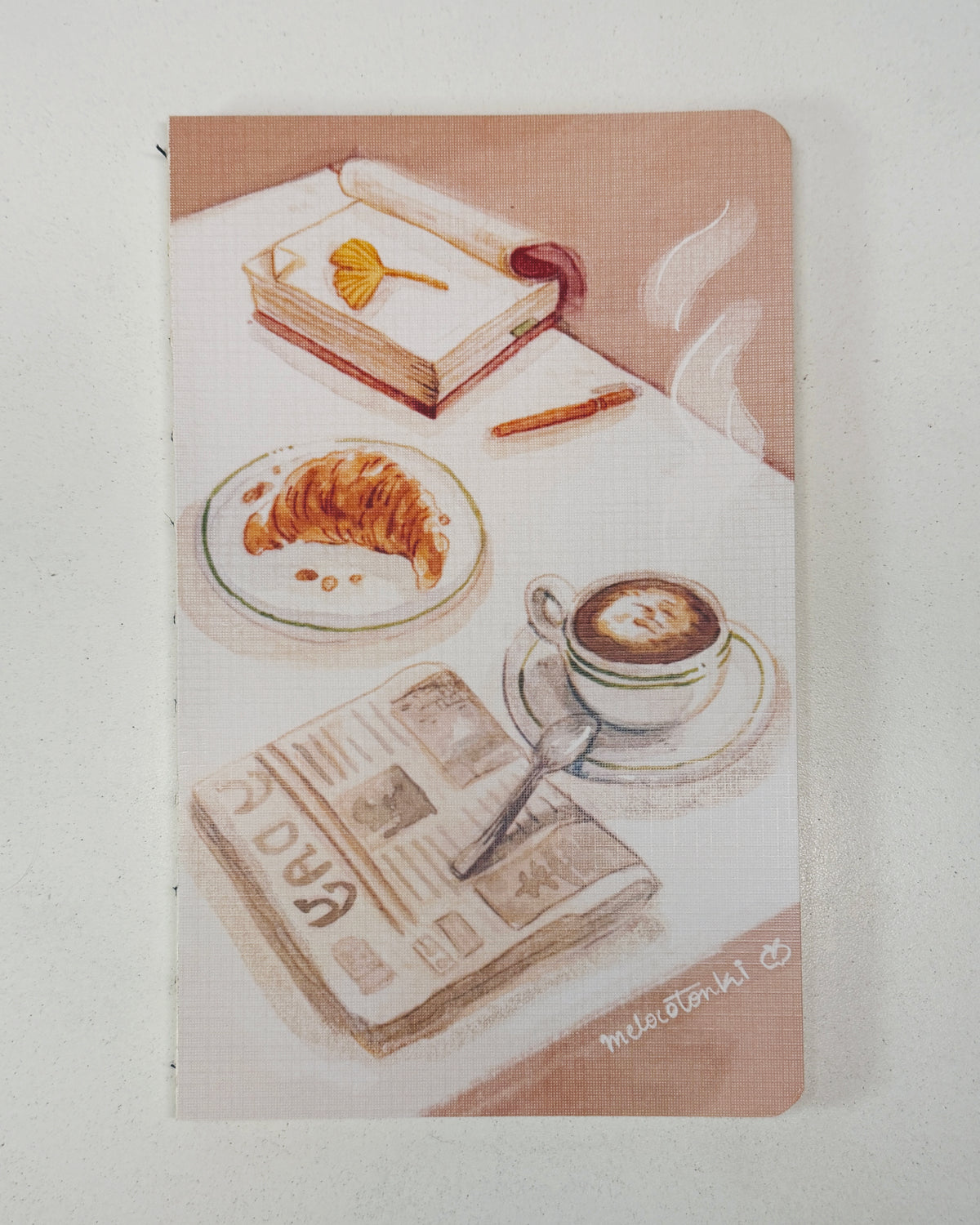 Libreta suave Café 🥐☕ 🍁 cuaderno cosido hojas en blanco