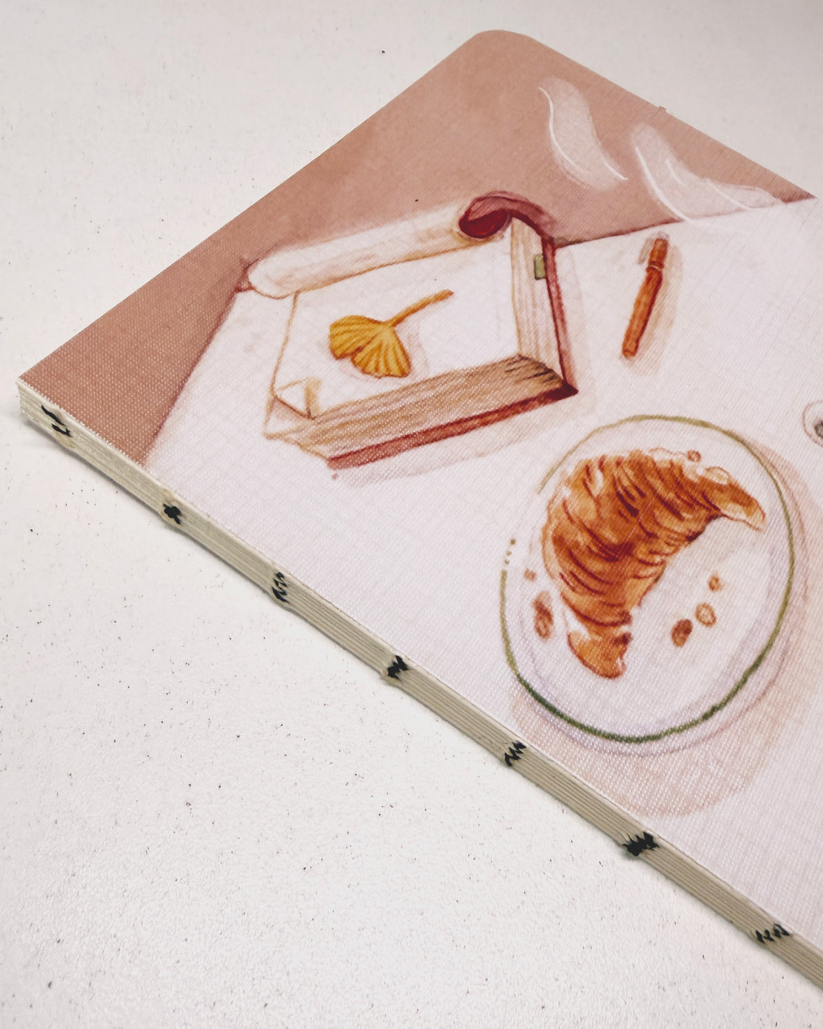 Libreta suave Café 🥐☕ 🍁 cuaderno cosido hojas en blanco