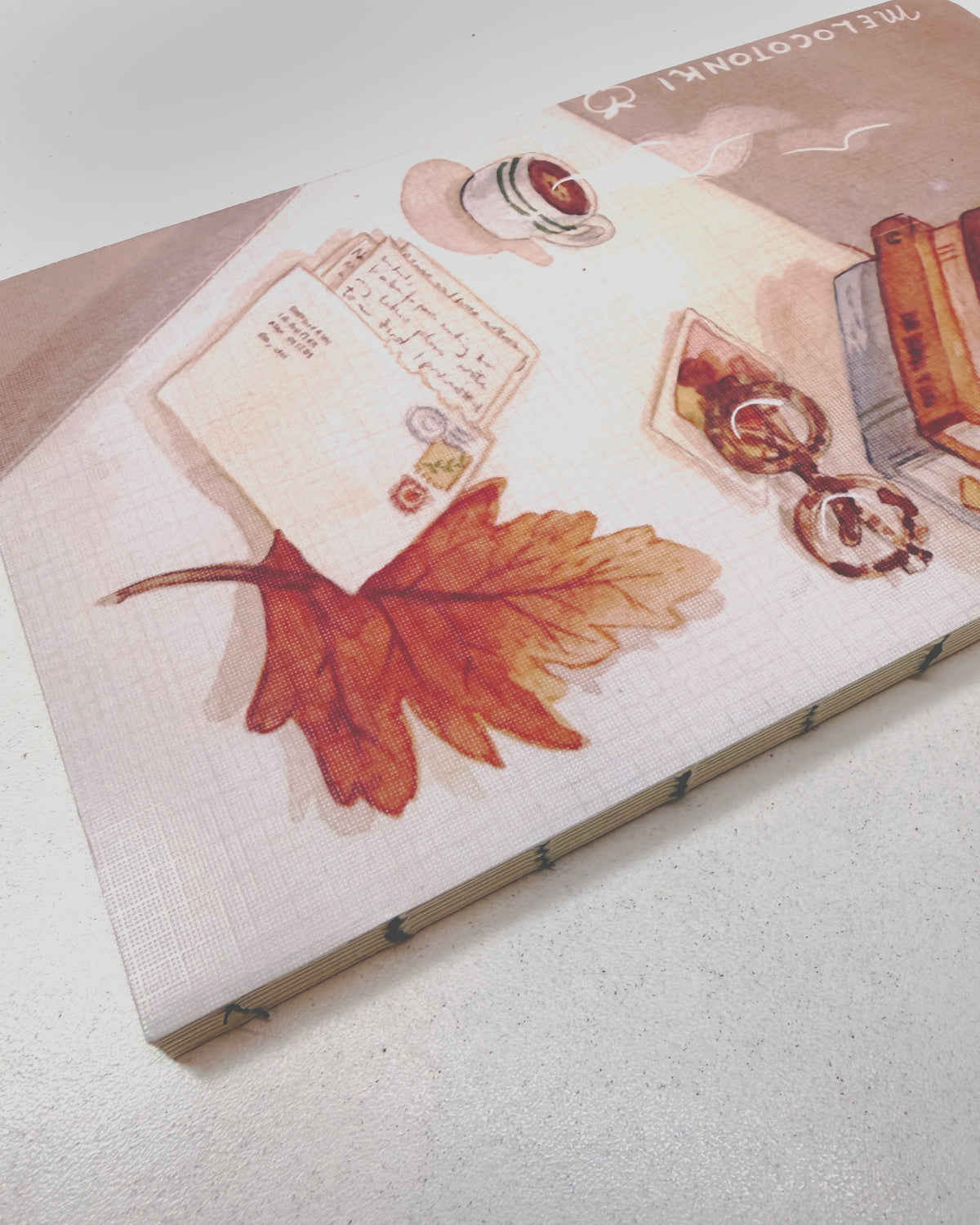 Libreta suave Café 🥐☕ 🍁 cuaderno cosido hojas en blanco
