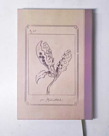 Libreta Campanillas  1/2 carta, pasta dura, cosida, cuaderno, sketchbook, bullet journal
