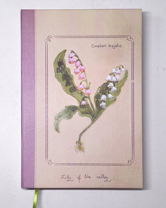 Libreta Campanillas  1/2 carta, pasta dura, cosida, cuaderno, sketchbook, bullet journal