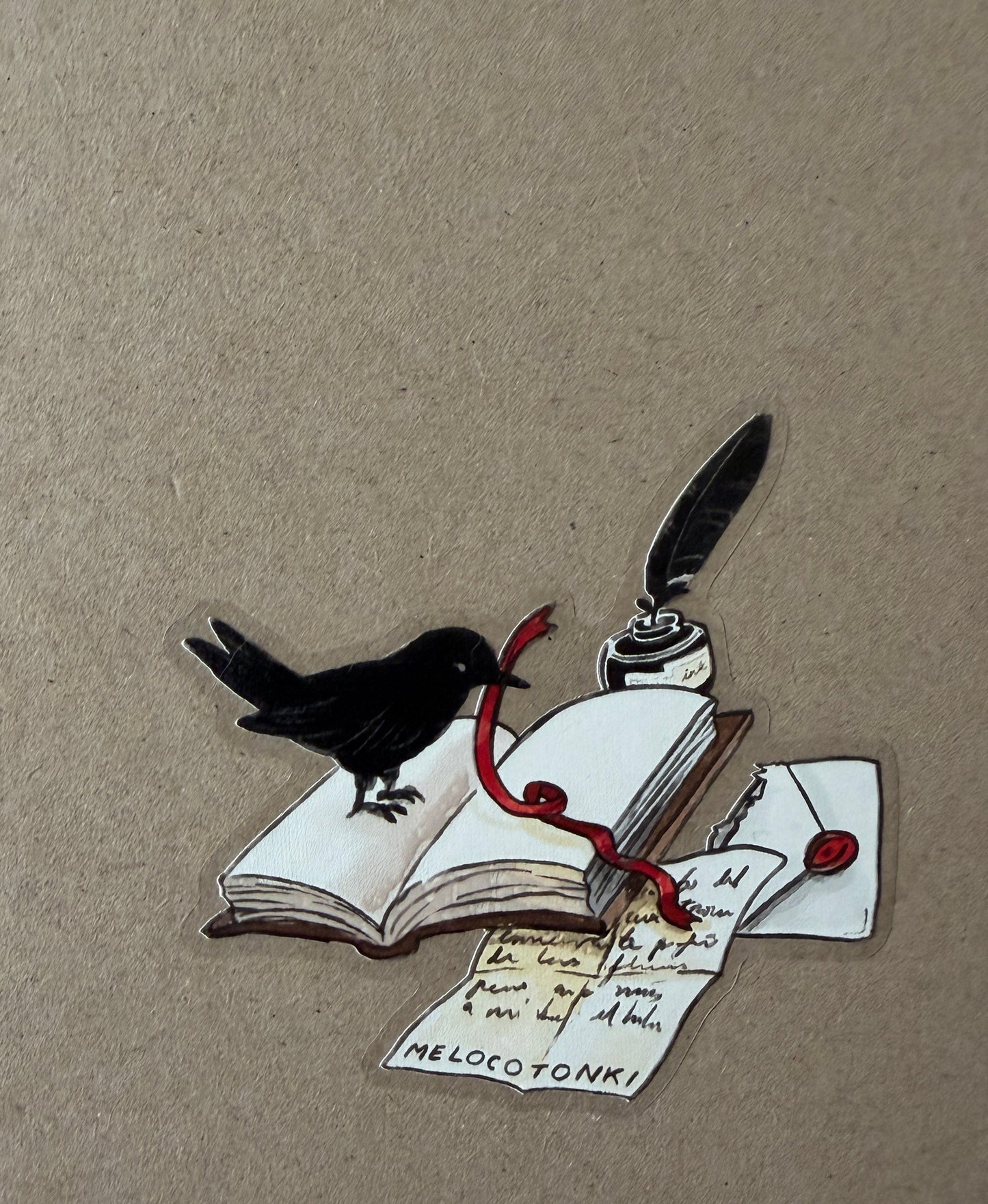 Sticker individual Cuervo & Libro 🐦‍⬛ 🪶 ⏾ 🗝