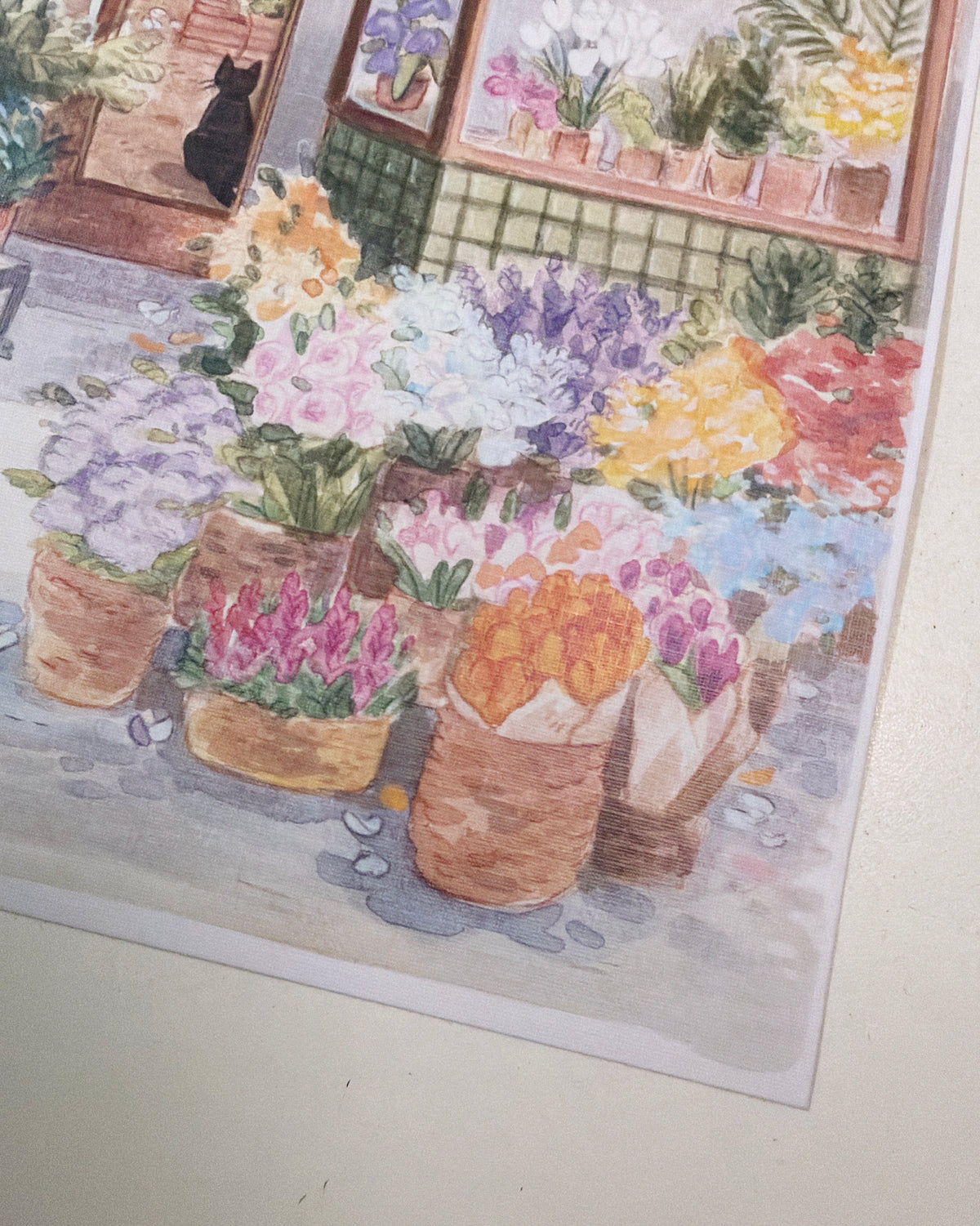 Print Florería 🌼 💐🌷reproducción en papel texturizado de ilustración en acuarela