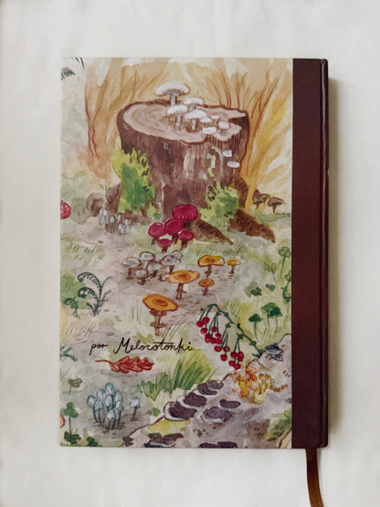 Libreta Hongos en el Bosque 1/2 carta , pasta dura, 𓍊𓋼🍄 🍄‍🟫 cuaderno, sketchbook, bullet journal