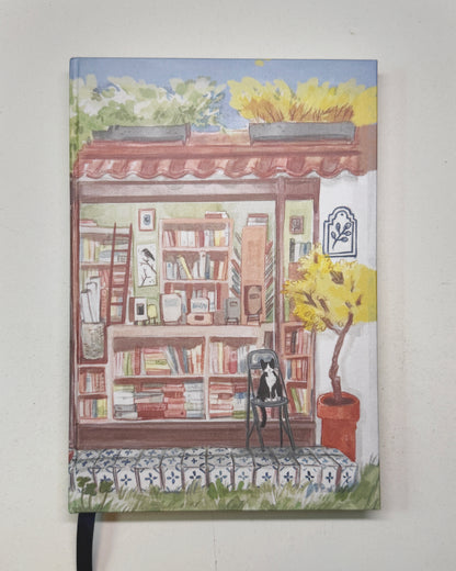 Libreta Librería en el Jardín  1/2 carta , pasta dura, cuaderno, sketchbook, bullet journal