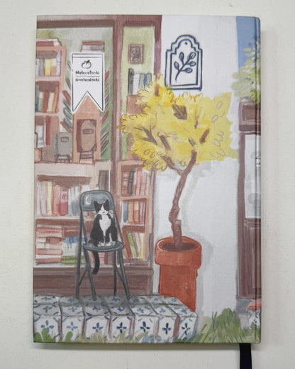 Libreta Librería en el Jardín  1/2 carta , pasta dura, cuaderno, sketchbook, bullet journal