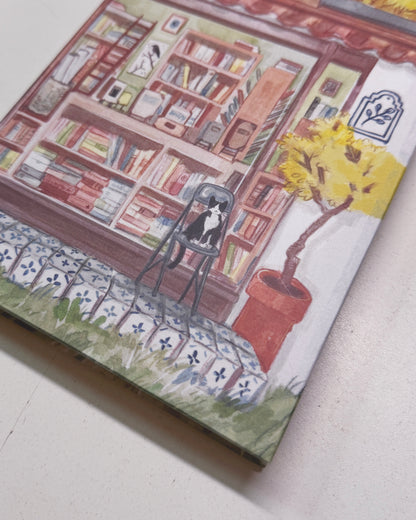 Libreta Librería en el Jardín  1/2 carta , pasta dura, cuaderno, sketchbook, bullet journal