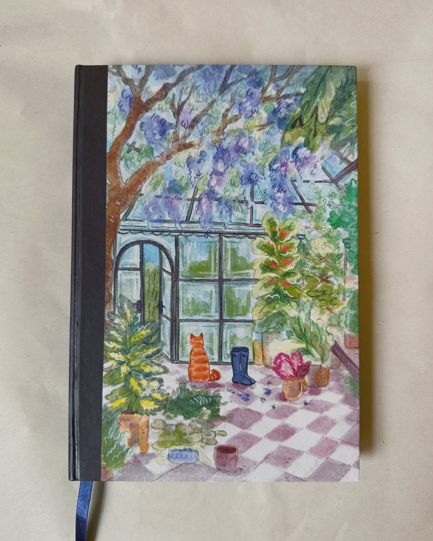 Libreta Invernadero 1/2 carta , pasta dura, 🪴🪻🐈 cuaderno, sketchbook, bullet journal