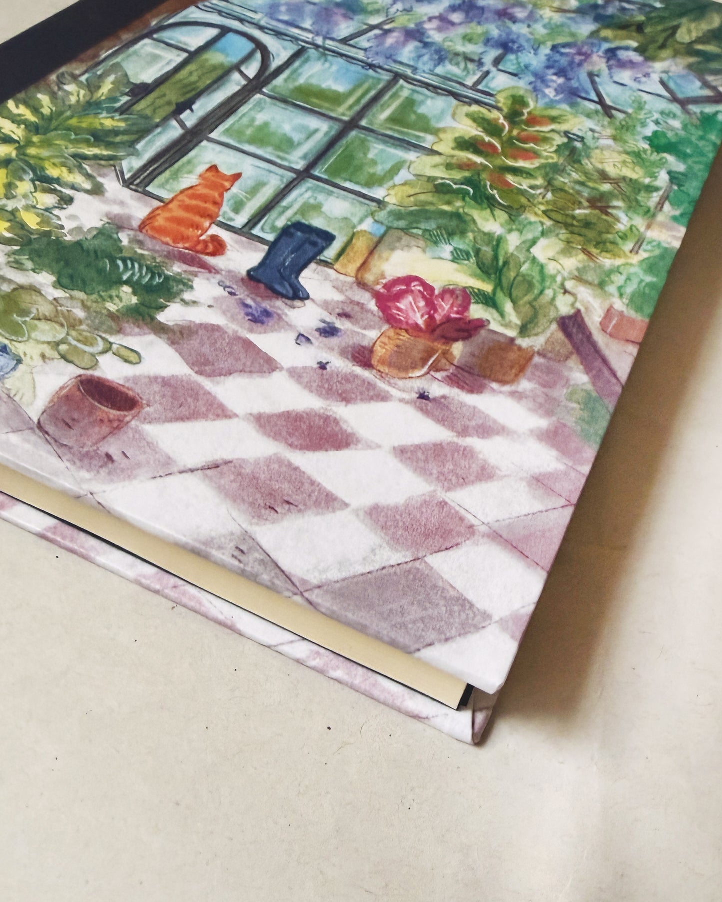 Libreta Invernadero 1/2 carta , pasta dura, 🪴🪻🐈 cuaderno, sketchbook, bullet journal