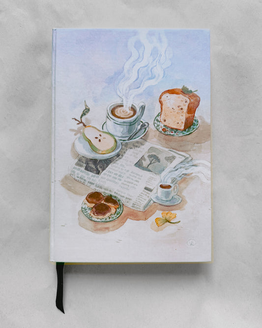 Libreta Café con Pera ☕🍞🍐📰 1/2 carta , pasta dura, cuaderno, sketchbook, bullet journal (Copy)