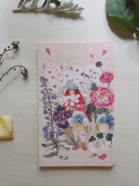 Libreta entre flores 🌷🌻🌸🌼, cuaderno de pasta suave, ilustración acuarela
