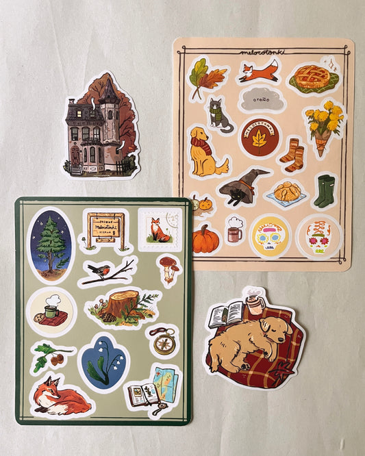 Paquete de Sticker Otoñales 🎃🍁🧦 2 planillas + 2 stickers individuales