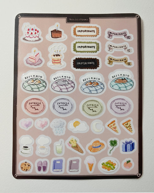 Planilla Stickers Organización 🏷️🌱🍦 vinil con textura