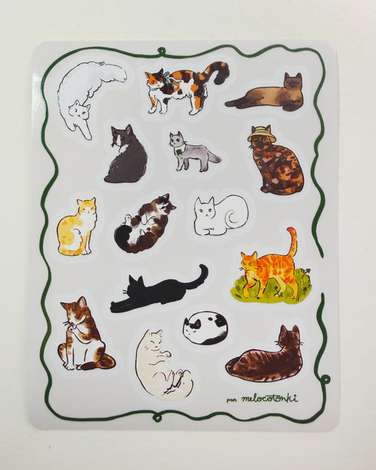 Michi Mininos Planilla Stickers 🐱🐾vinil con textura estampas