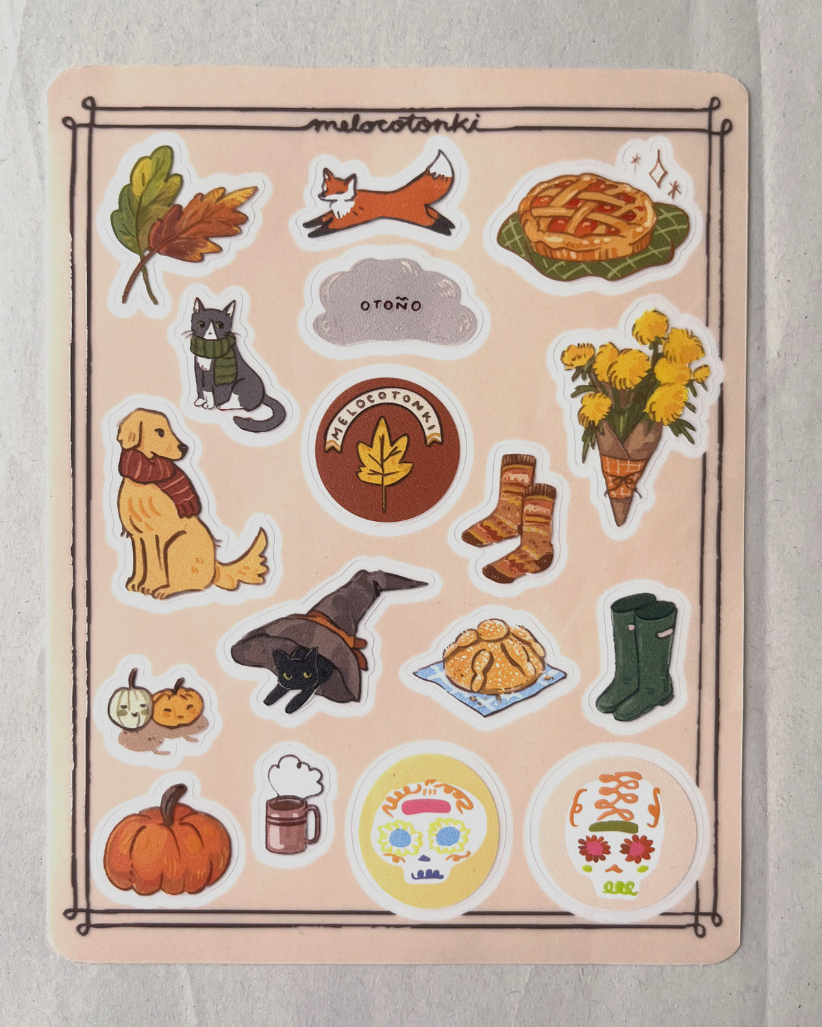 Paquete de Sticker Otoñales 🎃🍁🧦 2 planillas + 2 stickers individuales