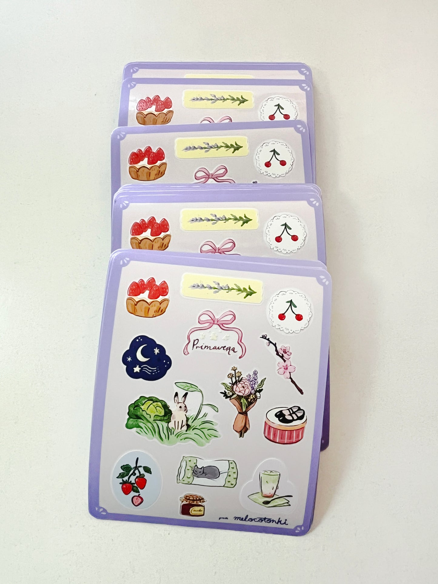 Planilla Stickers Primavera 🌸🍓☁️🌷 vinil con textura