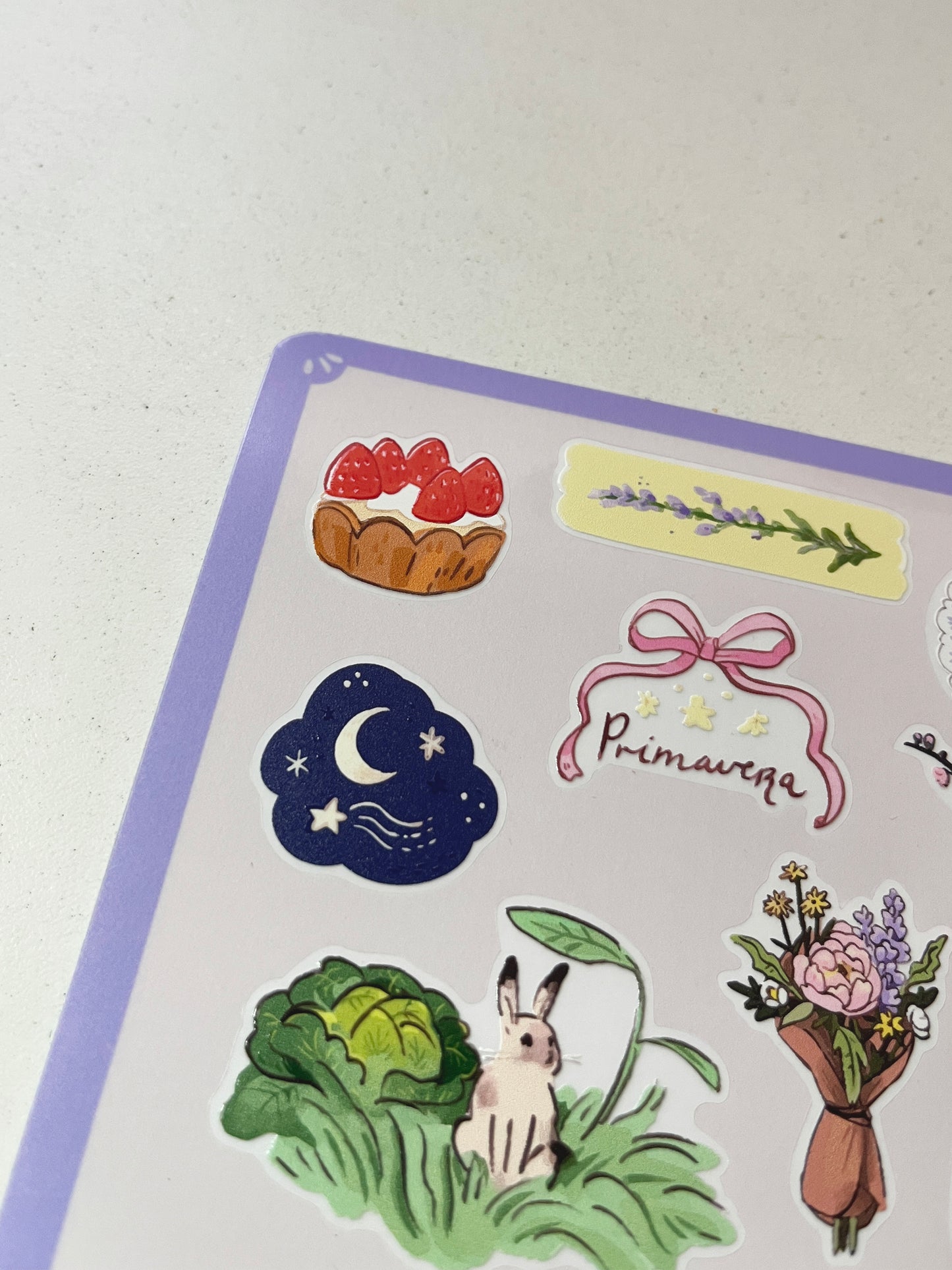 Planilla Stickers Primavera 🌸🍓☁️🌷 vinil con textura