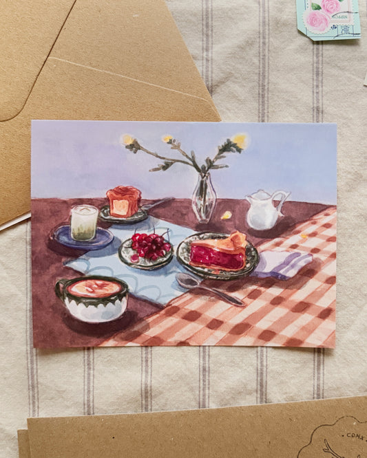 Postal Pay de Cerezas 🥧🍒☕🍵