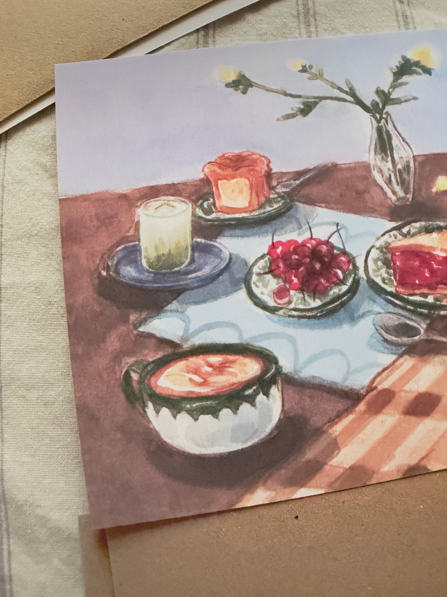 Postal Pay de Cerezas 🥧🍒☕🍵