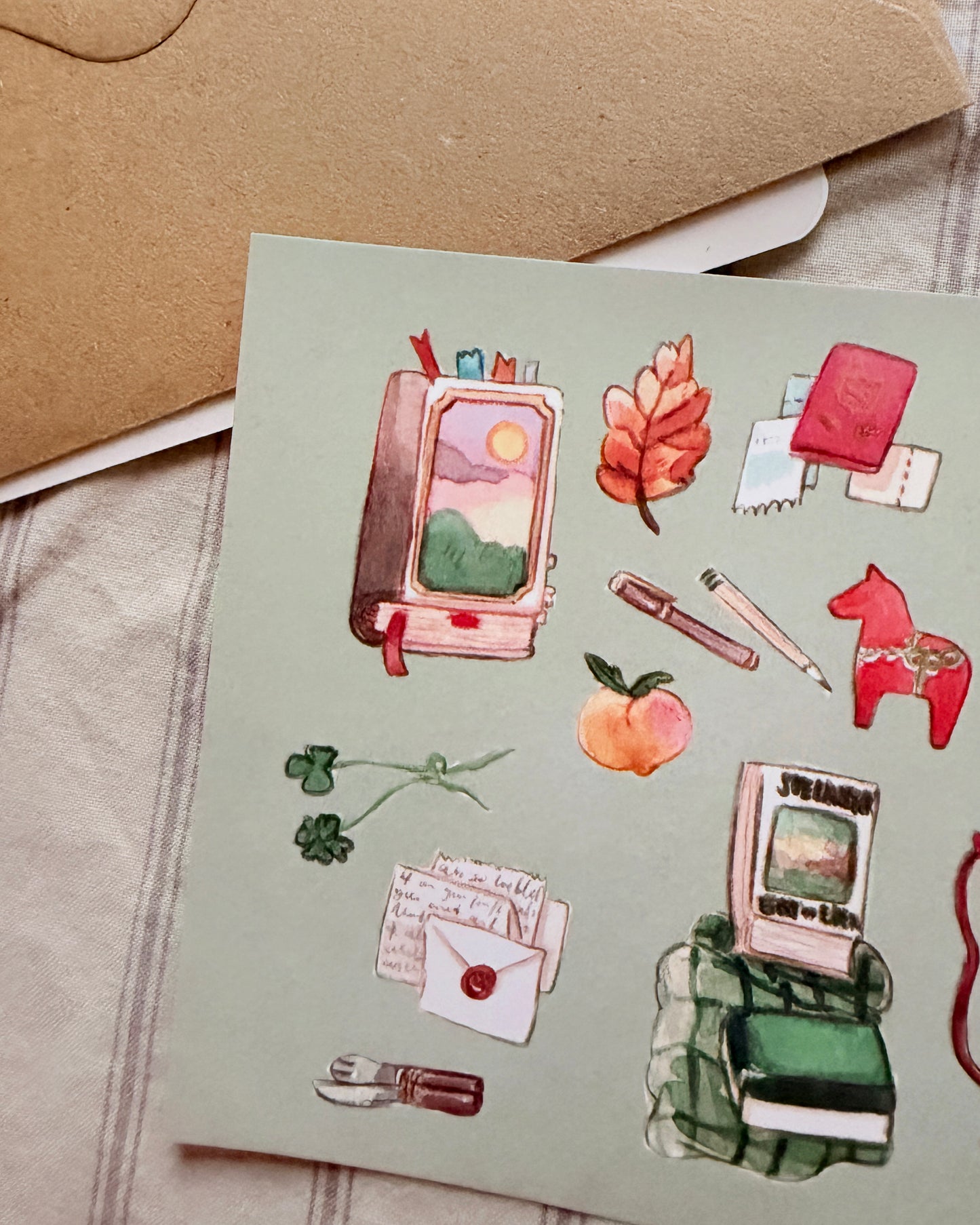 Postal de viaje Zooey 🧦📕🍀🎟️