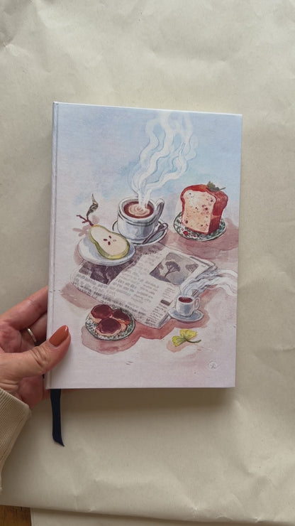 Libreta Café con Pera ☕🍞🍐📰 1/2 carta , pasta dura, cuaderno, sketchbook, bullet journal (Copy)