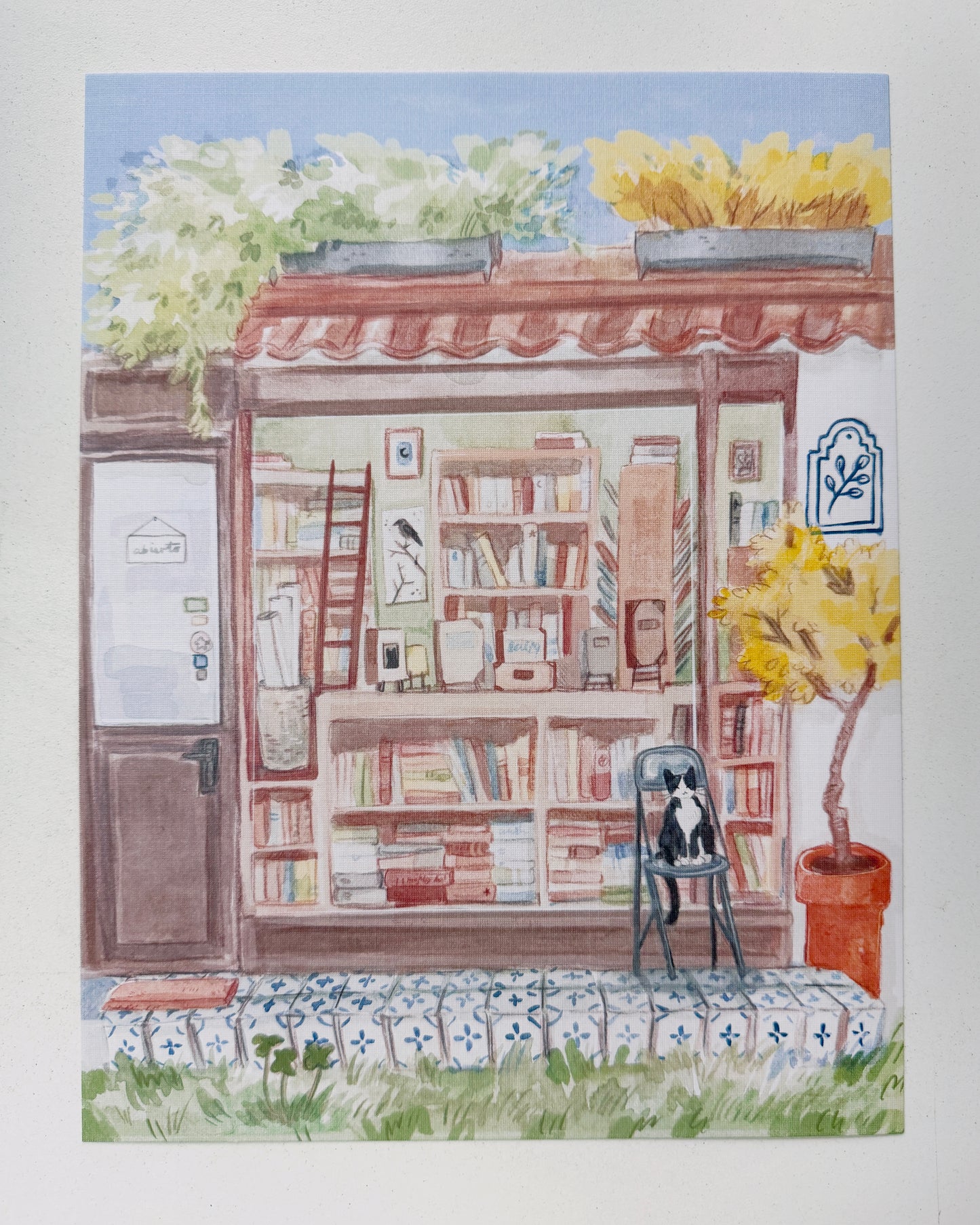 Print, librería el jardín, reproducción en papel texturizado