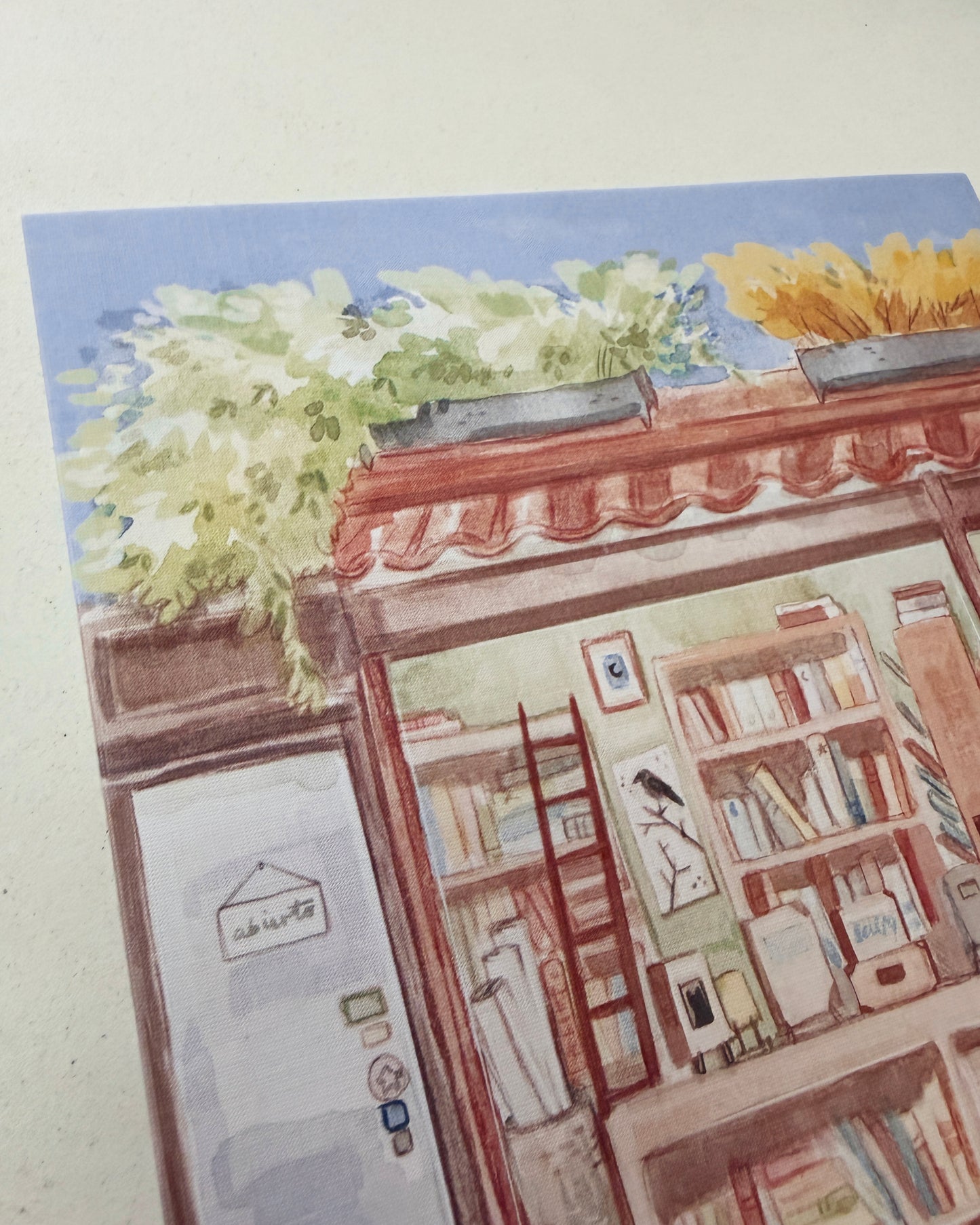 Print, librería el jardín, reproducción en papel texturizado