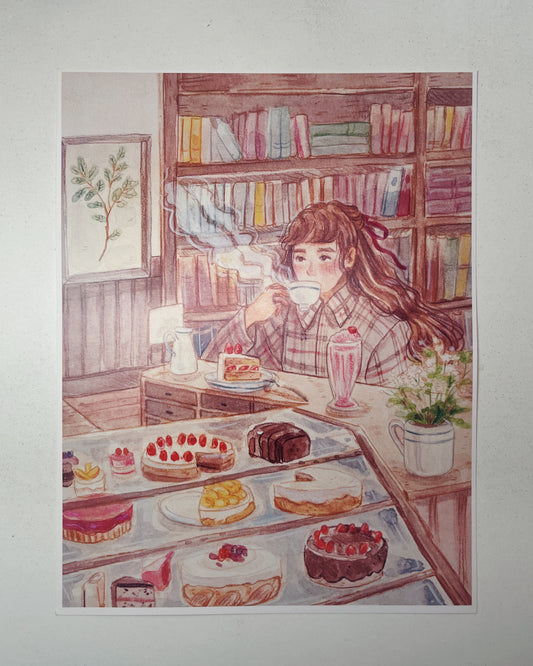 Print, cafetería, tamaño carta reproducción de ilustración