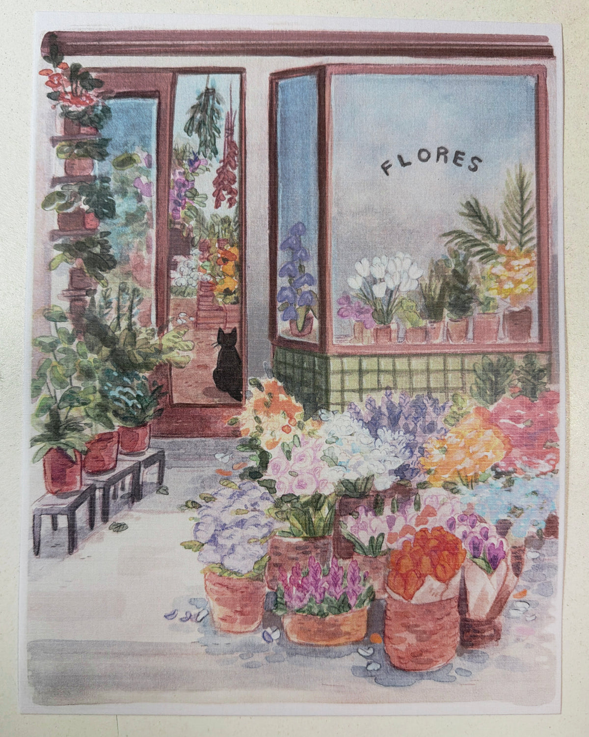 Print Florería 🌼 💐🌷reproducción en papel texturizado de ilustración en acuarela
