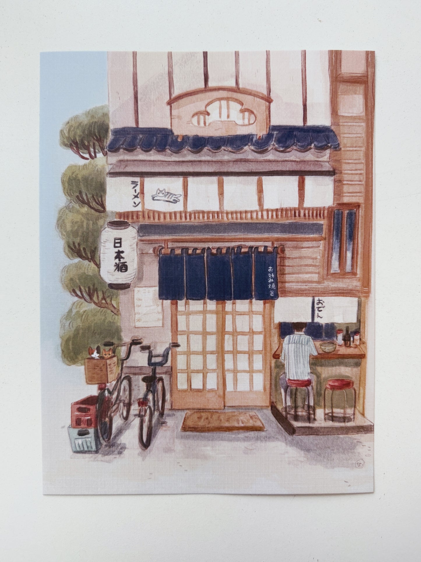 Print Ramen reproducción en papel texturizado de ilustración en acuarela