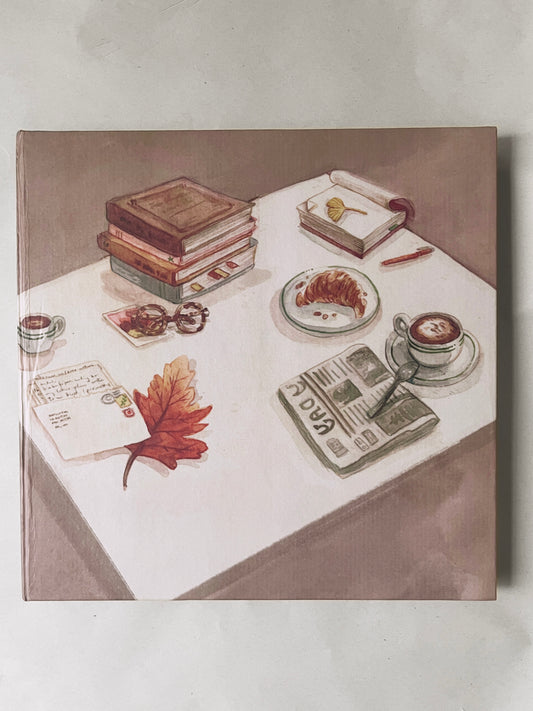 Cuaderno para acuarela, Café cozy ☕🍂🥐, 50% algodón